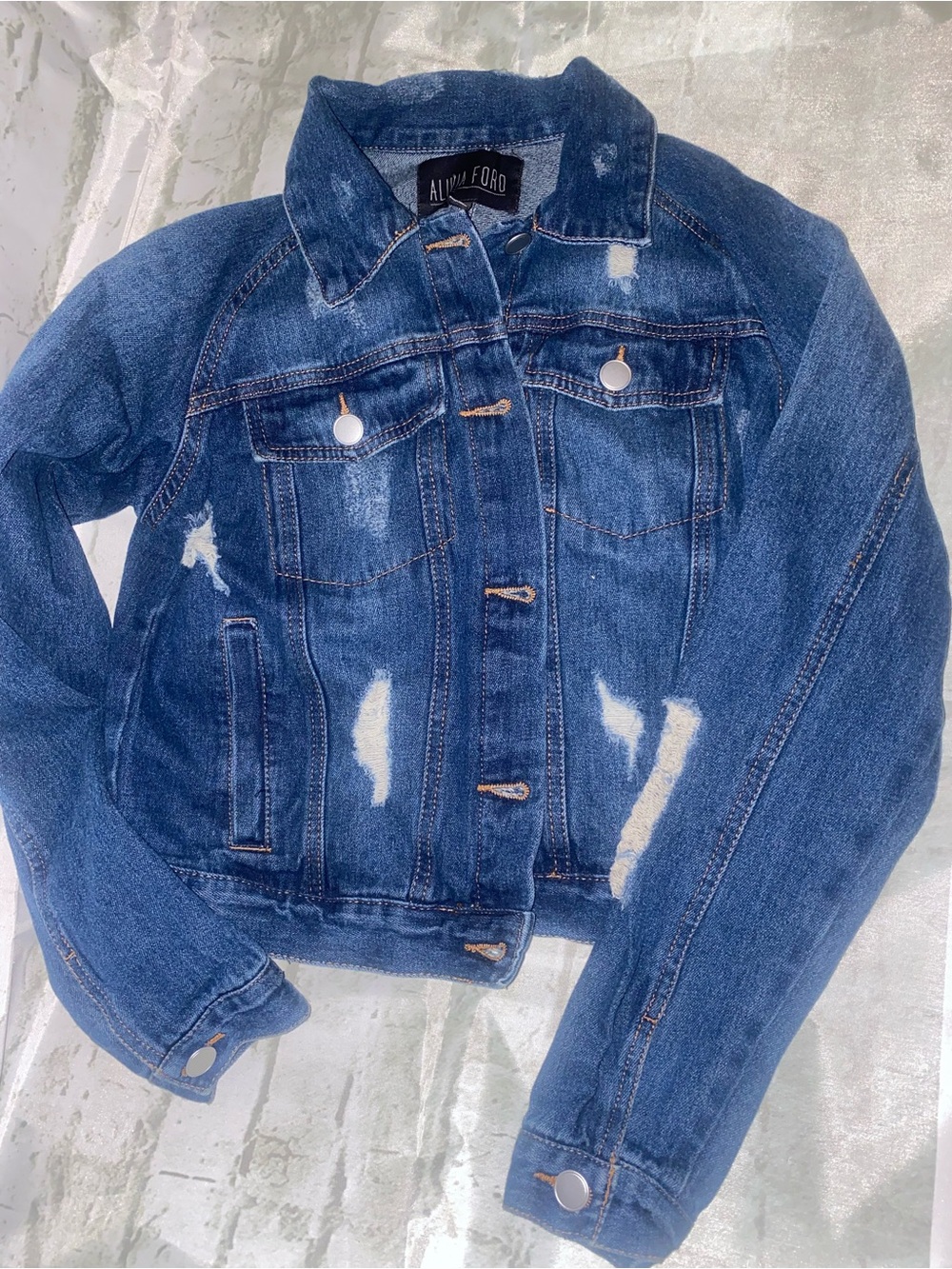Alivia Ford Distressed Blue Denim Jacket